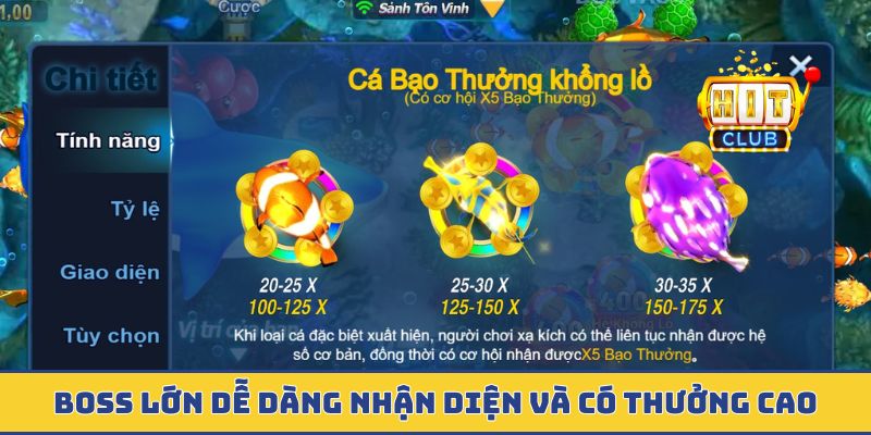 Boss lớn dễ dàng nhận diện và có thưởng cao