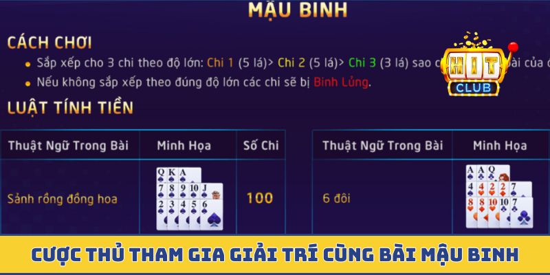 Cược thủ tham gia giải trí cùng bài mậu binh