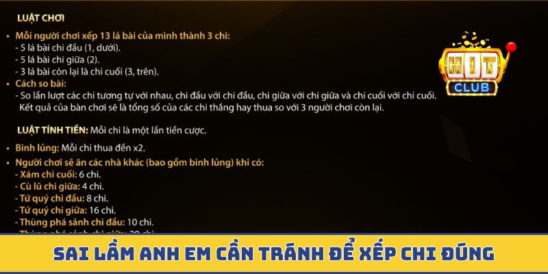 Sai lầm anh em cần tránh để xếp chi đúng