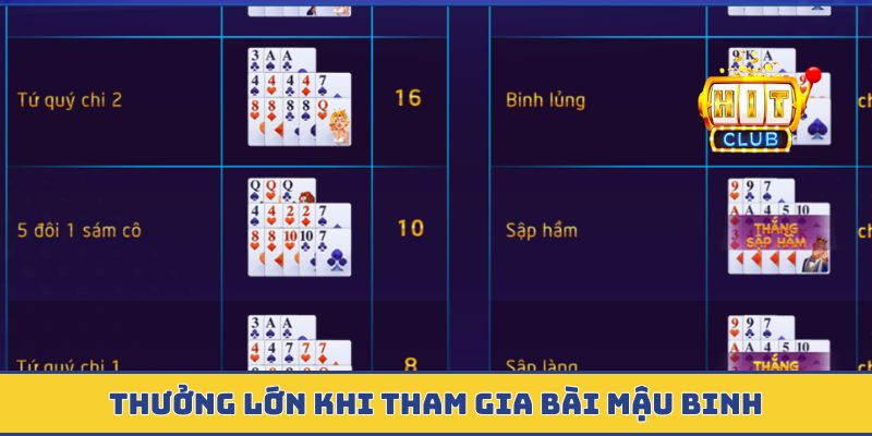 Thưởng lớn khi tham gia bài mậu binh